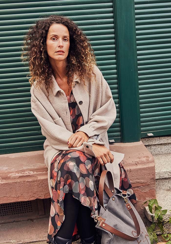 Buntes kleid cardigan tasche